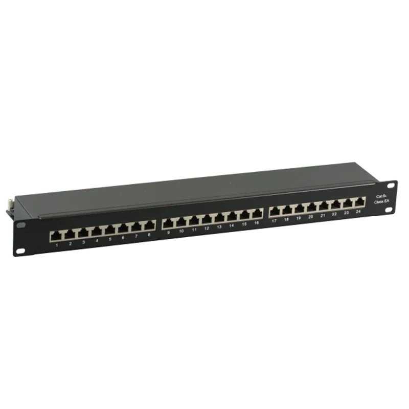 EFB-Elektronik - Patch Panel - Rack montierbar - CAT 6a - STP - RJ-45 X 24 - Schwarz, RAL 9005 - 1U - 48.3 cm (19") EFB-Elektronik - Patch Panel - Rack montierbar - CAT 6a - STP - RJ-45 X 24 - Schwarz, RAL 9005 - 1U - 48.3 cm (19")