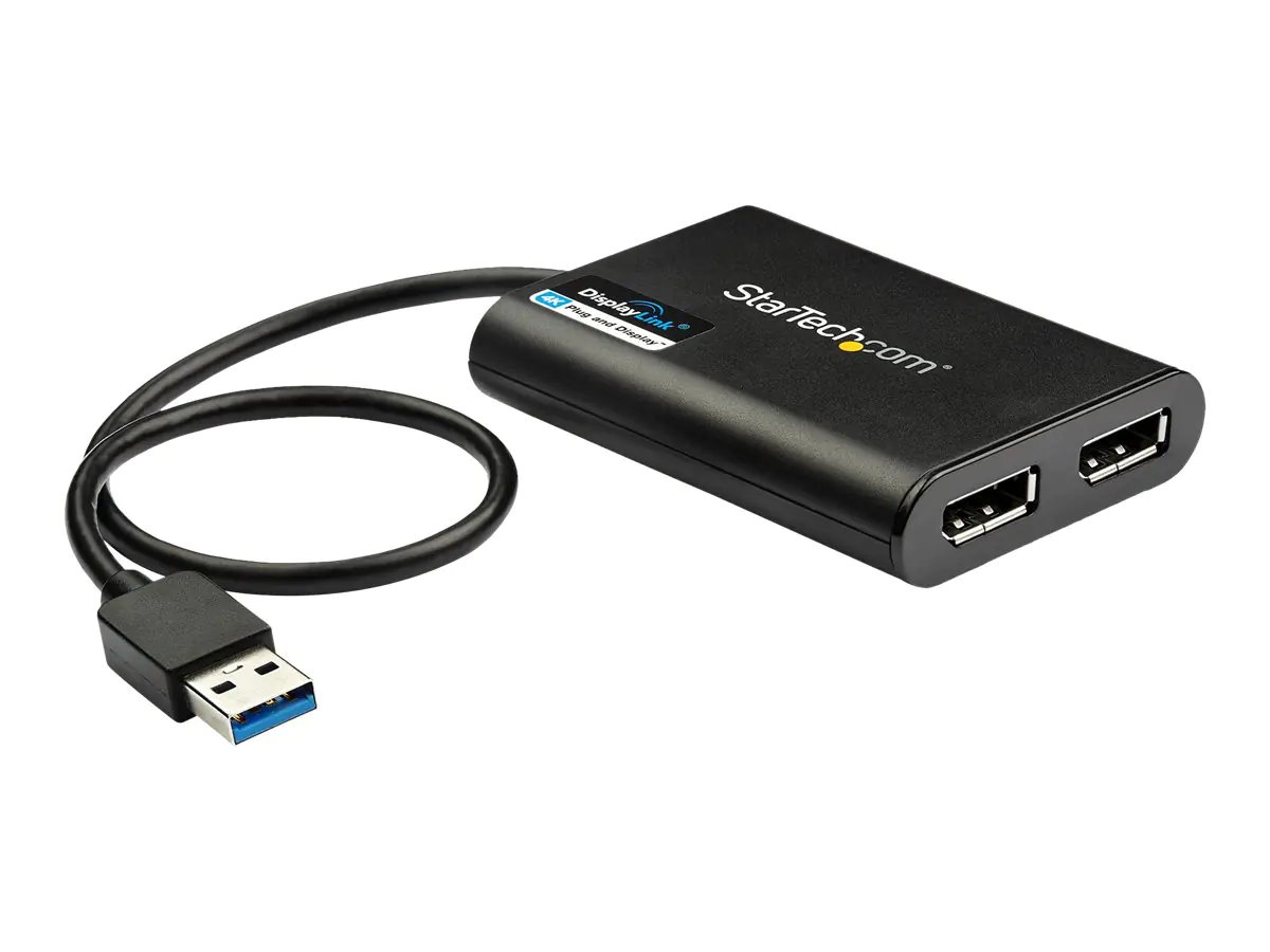 StarTech.com StarTech USB 3.0 to Dual DisplayPort Adapter 4K 60Hz, DisplayLink Certified, Video Converter with External Graphics Card - Mac & PC (USB32DP24K60)