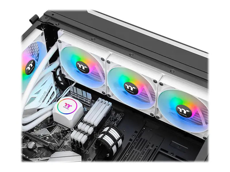 Thermaltake TH420 ARGB Sync - Snow Edition - Prozessor-Flüssigkeitskühlsystem - (für: LGA1156, AM2, AM2+, AM3, LGA1155, AM3+, LGA2011, FM1, FM2, LGA1150, LGA2011-3, LGA1151, AM4, LGA2066, LGA1200, LGA1700, AM5) CL-W369-PL14SW-A