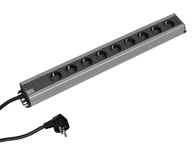 Bachmann Handwerkerleiste 9-fach, 2,0m, schwarz/grau, ohne Schalter