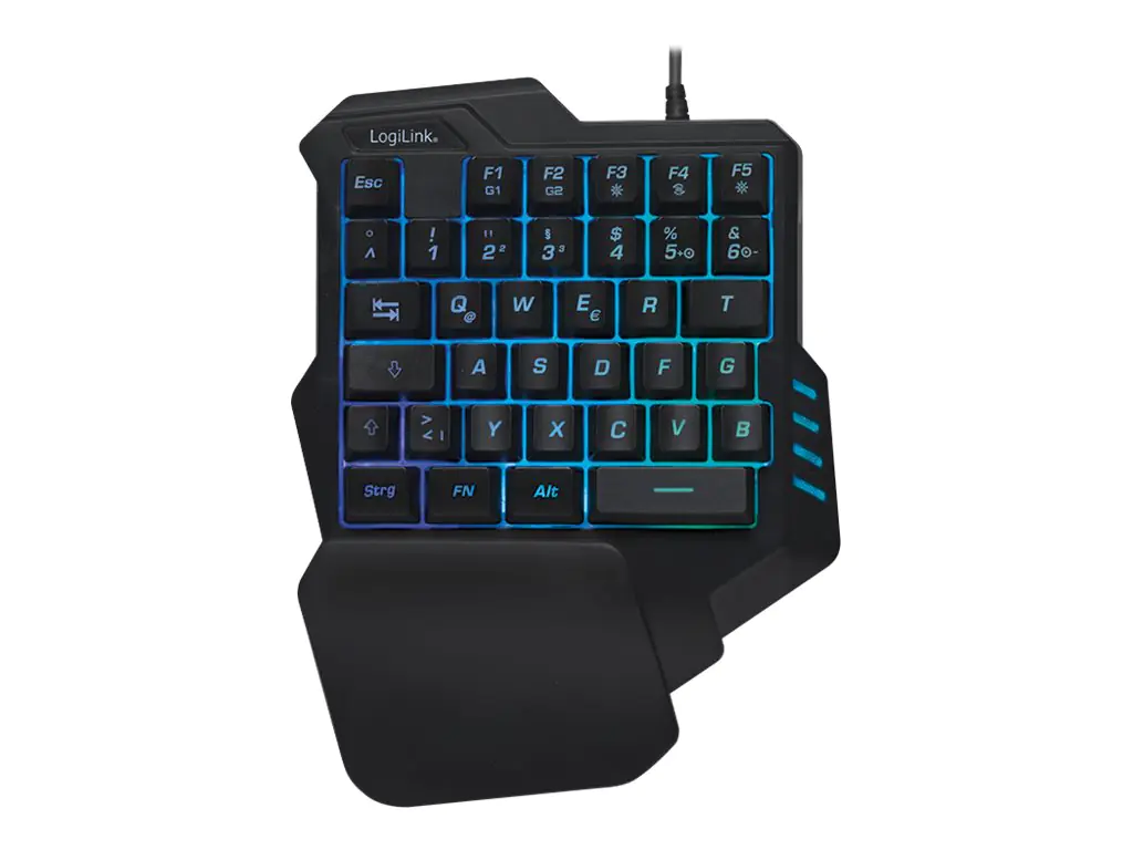 LogiLink Illuminated one-hand gaming - Tastatur - hintergrundbeleuchtet - USB - Schwarz
