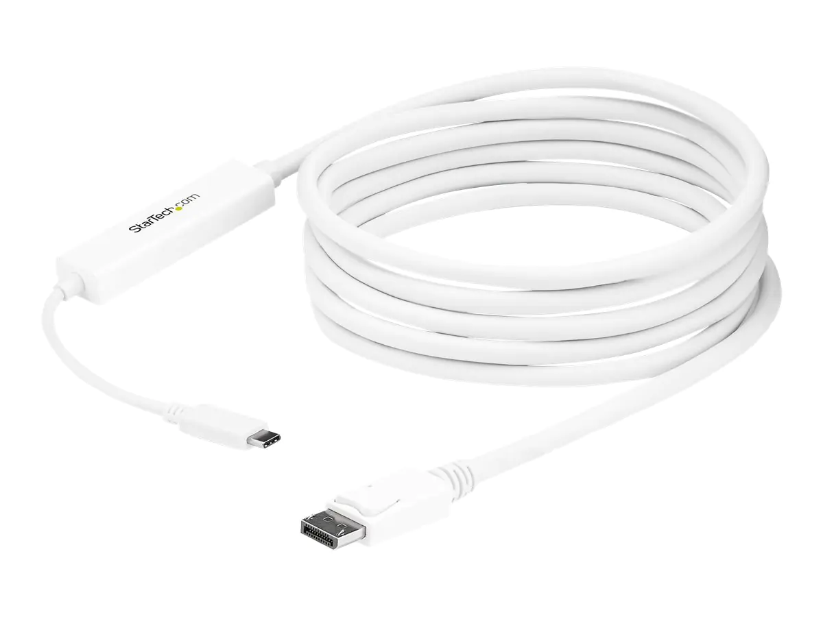 StarTech 3m USB-C auf DisplayPort Kabel - 4K 60Hz - Thunderbolt 3 kompatibel - USB Typ C Kabel - Weiß - CDP2DPMM3MW - Externer Videoadapter - STM32F072CBU6 - USB-C - DisplayPort - weiß