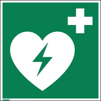 Hinweisschild Defibrilator ISO 7010 200x200mm PVC Hinweisschild Defibrilator ISO 7010 200x200mm PVC