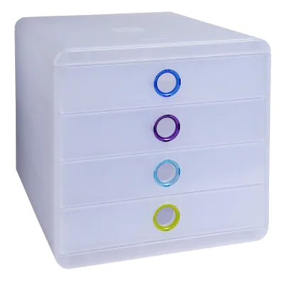 Exacompta Schubladenbox POP-BOX 4 Schubladen DIN A4, Überbreite Polystyrol Gehäusefarbe: transluzent Farbe der Schublade: transluzent/mehrfarbig Exacompta Schubladenbox POP-BOX 4 Schubladen DIN A4, Überbreite Polystyrol Gehäusefarbe: transluzent Farbe der Schublade: transluzent/mehrfarbig