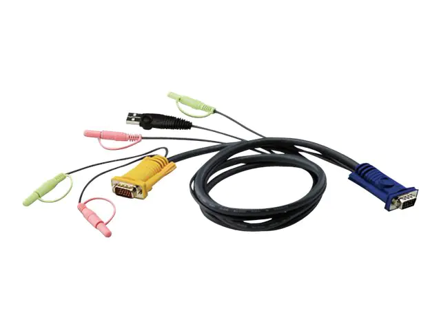 ATEN 2L-5305U - Tastatur- / Video- / Maus- / Audio-Kabel - 15 pin D-Sub (DB-15), Mini-Stecker (M) zu USB, HD-15 (VGA), Mini-Stecker (M) - 5 m - für ATEN CS1732, CS1734; Master View max CS-1754, CS-1758; MasterView CS-1732, CS-1734