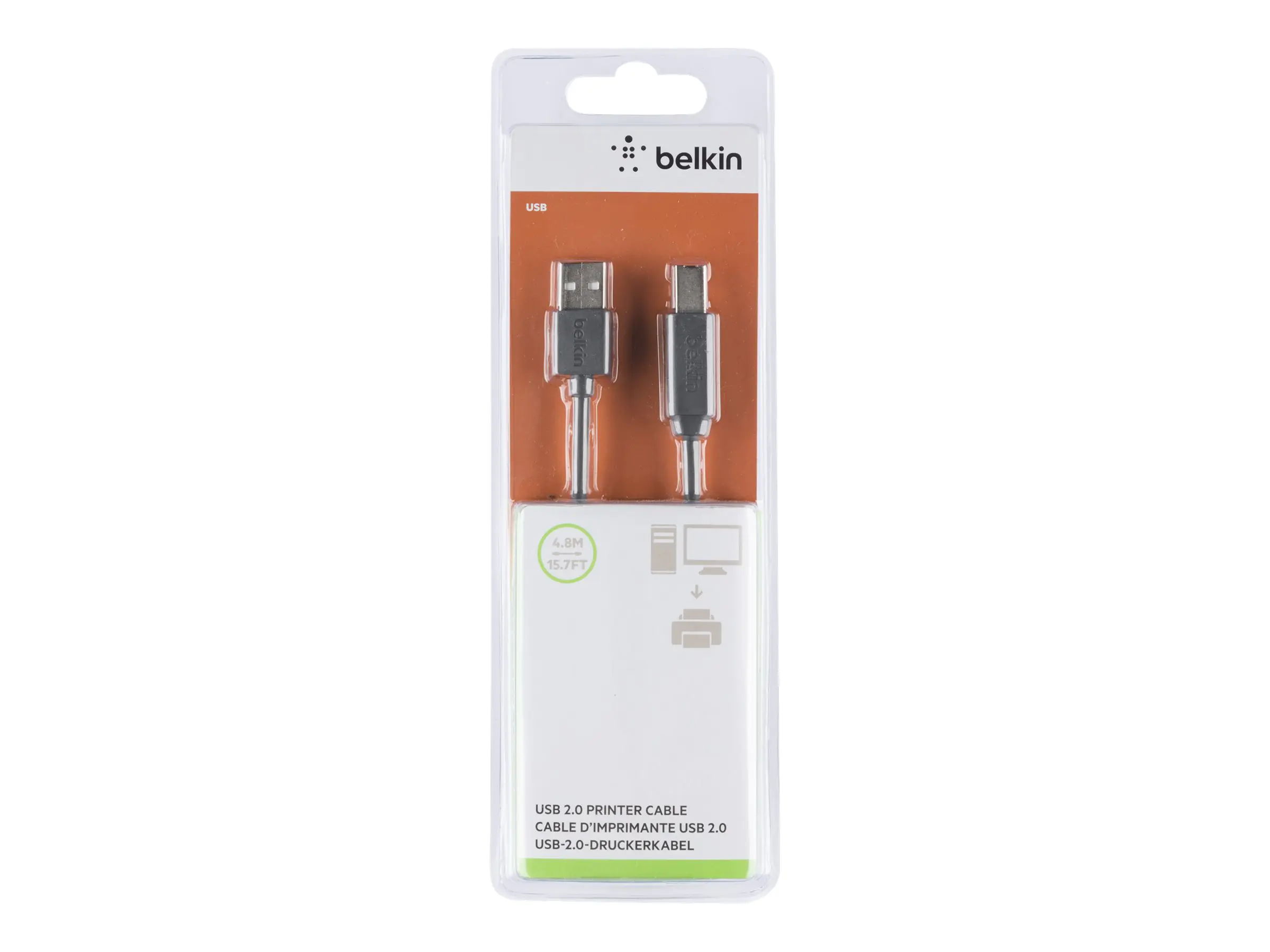 Belkin Premium Printer Cable - USB-Kabel - USB Typ B (M) bis USB (M) - USB 2.0 - 4.8 m - geformt