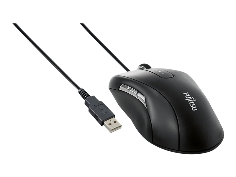 Fujitsu M960 - Maus - Für Rechtshänder - Blaue LED - 10 Tasten - kabelgebunden - USB - Schwarz - für Celsius H7510, J5010, W5010, W5012; ESPRIMO D7010, D7011, D9010, D9011, G9010, K5010/24