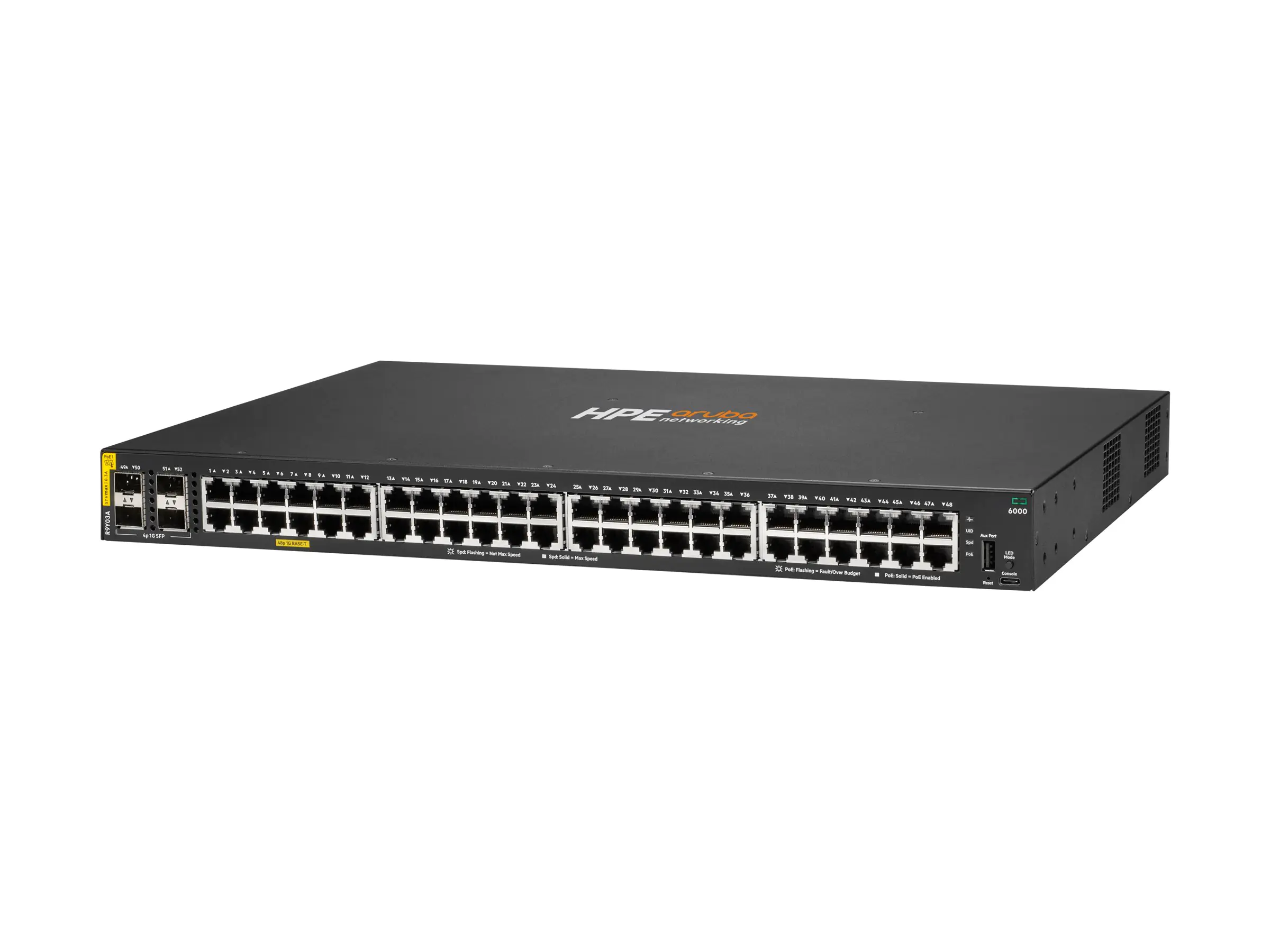 HPE Aruba Networking CX 6000 48G Class4 PoE 4SFP 740W Switch - Switch - L3 - managed - 48 x 10/100/