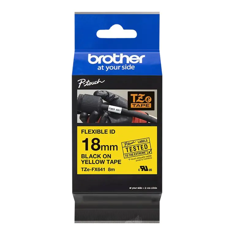 Brother TZe-FX641 - Schwarz auf Gelb - Rolle (1,8 cm x 8 m) 1 Kassette(n) Flexitape - für Brother PT-D600; P-Touch PT-3600, D400, D450, D600, D800, E550, H101, P750, P900, P950 Brother TZe-FX641 - Schwarz auf Gelb - Rolle (1,8 cm x 8 m) 1 Kassette(n) Flexitape - für Brother PT-D600; P-Touch PT-3600, D400, D450, D600, D800, E550, H101, P750, P900, P950