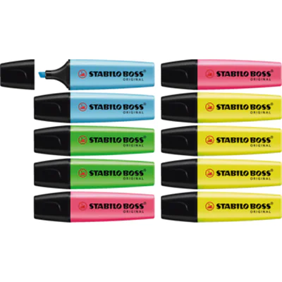 STABILO Textmarker BOSS ORIGINAL 70/10-1 2-5mm sortiert 10 St./Pack. STABILO Textmarker BOSS ORIGINAL 70/10-1 2-5mm sortiert 10 St./Pack.