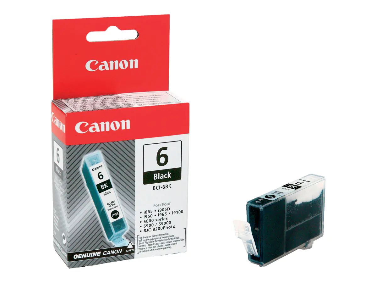 Canon BCI-6BK - Schwarz - Original - Tintenbehälter - für i86X, 90X, 96X, 990, 99XX; PIXMA IP4000, iP5000, iP6000, iP8500, MP750, MP760, MP780; S830 Canon BCI-6BK - Schwarz - Original - Tintenbehälter - für i86X, 90X, 96X, 990, 99XX; PIXMA IP4000, iP5000, iP6000, iP8500, MP750, MP760, MP780; S830