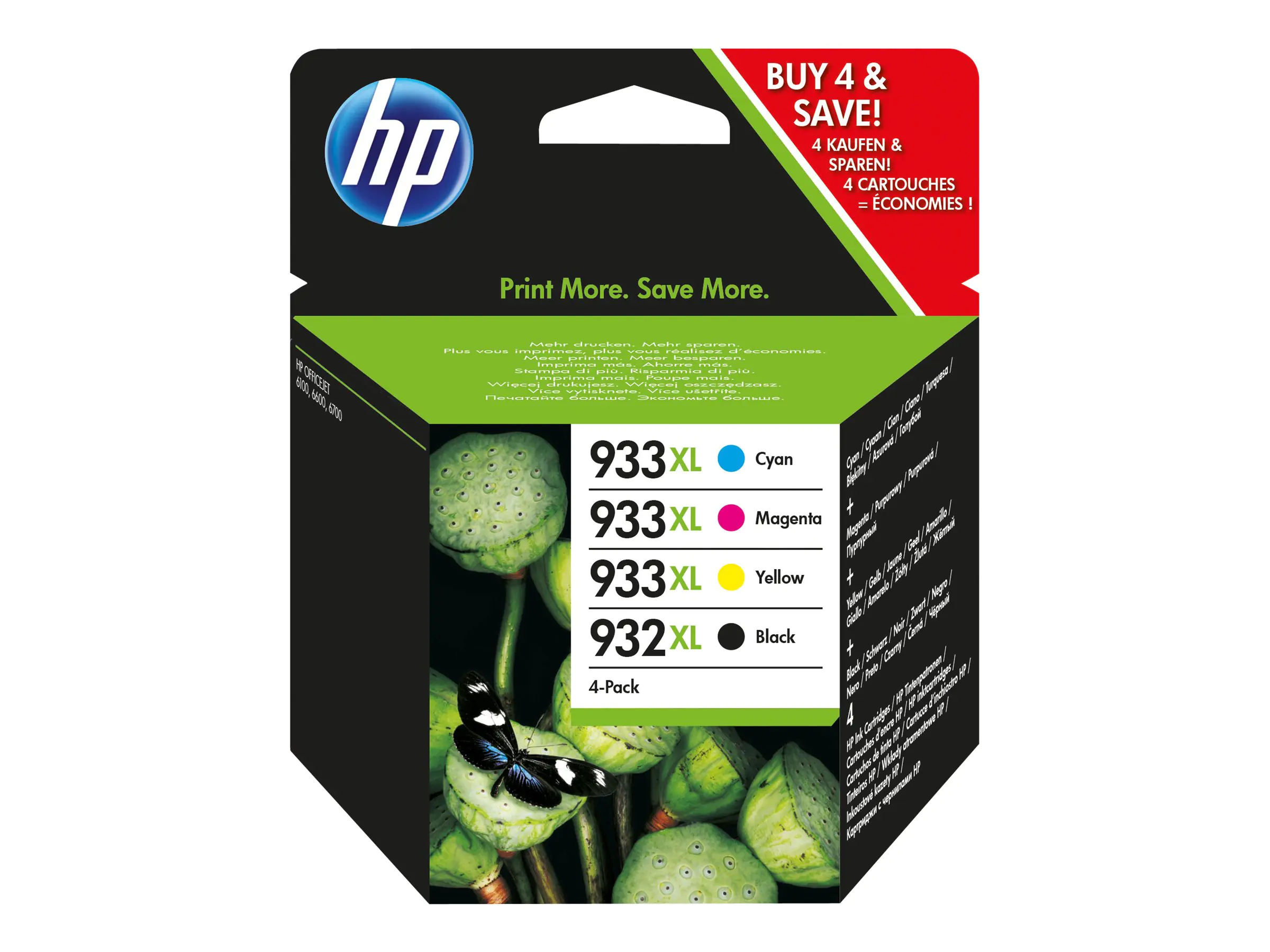HP 932XL/933XL Combo Pack - 4er-Pack - Hohe Ergiebigkeit - Schwarz, Gelb, Cyan, Magenta - Original - Officejet - Tintenpatrone - für Officejet 6100, 6600 H711a, 6700, 7110, 7510, 7610, 7612 HP 932XL/933XL Combo Pack - 4er-Pack - Hohe Ergiebigkeit - Schwarz, Gelb, Cyan, Magenta - Original - Officejet - Tintenpatrone - für Officejet 6100, 6600 H711a, 6700, 7110, 7510, 7610, 7612