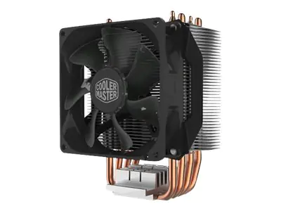 CoolerMaster Hyper H412R - Prozessor-Luftkühler - (für: LGA775, LGA1156, AM2, AM2+, LGA1366, AM3, LGA1155, AM3+, LGA2011, FM1, FM2, LGA1150, FM2+, LGA2011-3, LGA1151, AM4, LGA2066) - Aluminium mit Kupferbasis - 92 mm - Schwarz