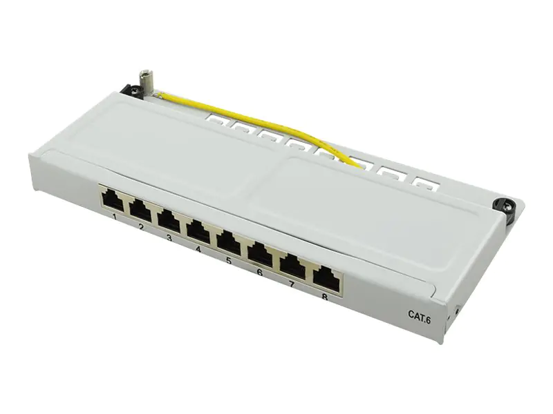 LogiLink Mini - Patch Panel - Rack montierbar - CAT 6 - RJ-45 X 8 - Grau, RAL 7035 - 0.5U
