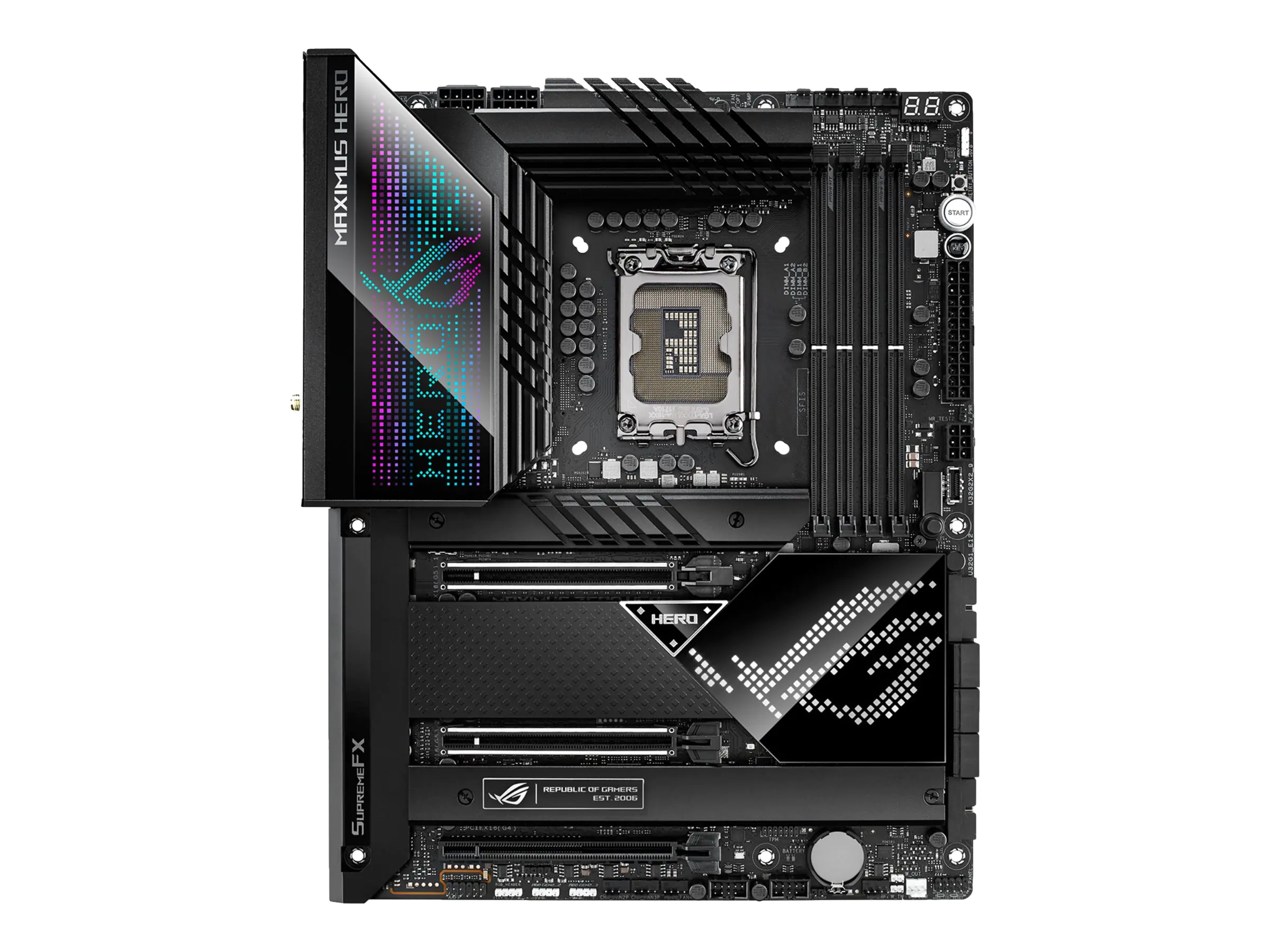 ASUS ROG MAXIMUS Z690 HERO - Motherboard - ATX - LGA1700-Sockel - Z690 Chipsatz - USB-C Gen2, USB 3.2 Gen 1, USB 3.2 Gen 2, USB-C Gen 2x2, USB4 - 2.5 Gigabit LAN, Wi-Fi 6, Bluetooth - Onboard-Grafik (CPU erforderlich) - HD Audio (8-Kanal)