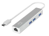 LevelOne USB-0504 - Hub - 3 x SuperSpeed USB 3.0 + 1 x 10/100/1000 - Desktop