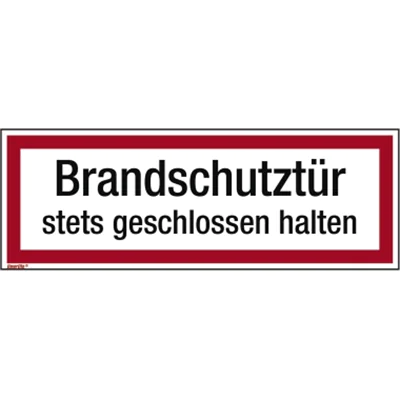 Hinweisschild Brandschutztür 297x105mm Folie Hinweisschild Brandschutztür 297x105mm Folie