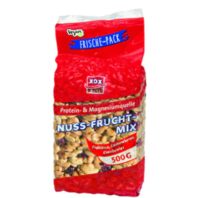 XOX Nussmischung geröstete Erdnüsse, knackige Cashewkerne, ofengebackene Crunchy Cranberries 500 g/Pack. XOX Nussmischung geröstete Erdnüsse, knackige Cashewkerne, ofengebackene Crunchy Cranberries 500 g/Pack.