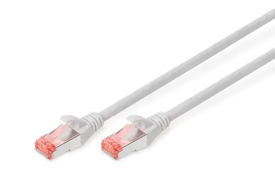 Digitus - Patch-Kabel - RJ-45 (M) zu RJ-45 (M) - 25 cm - SFTP - CAT 6 - halogenfrei, ohne Haken - Grau