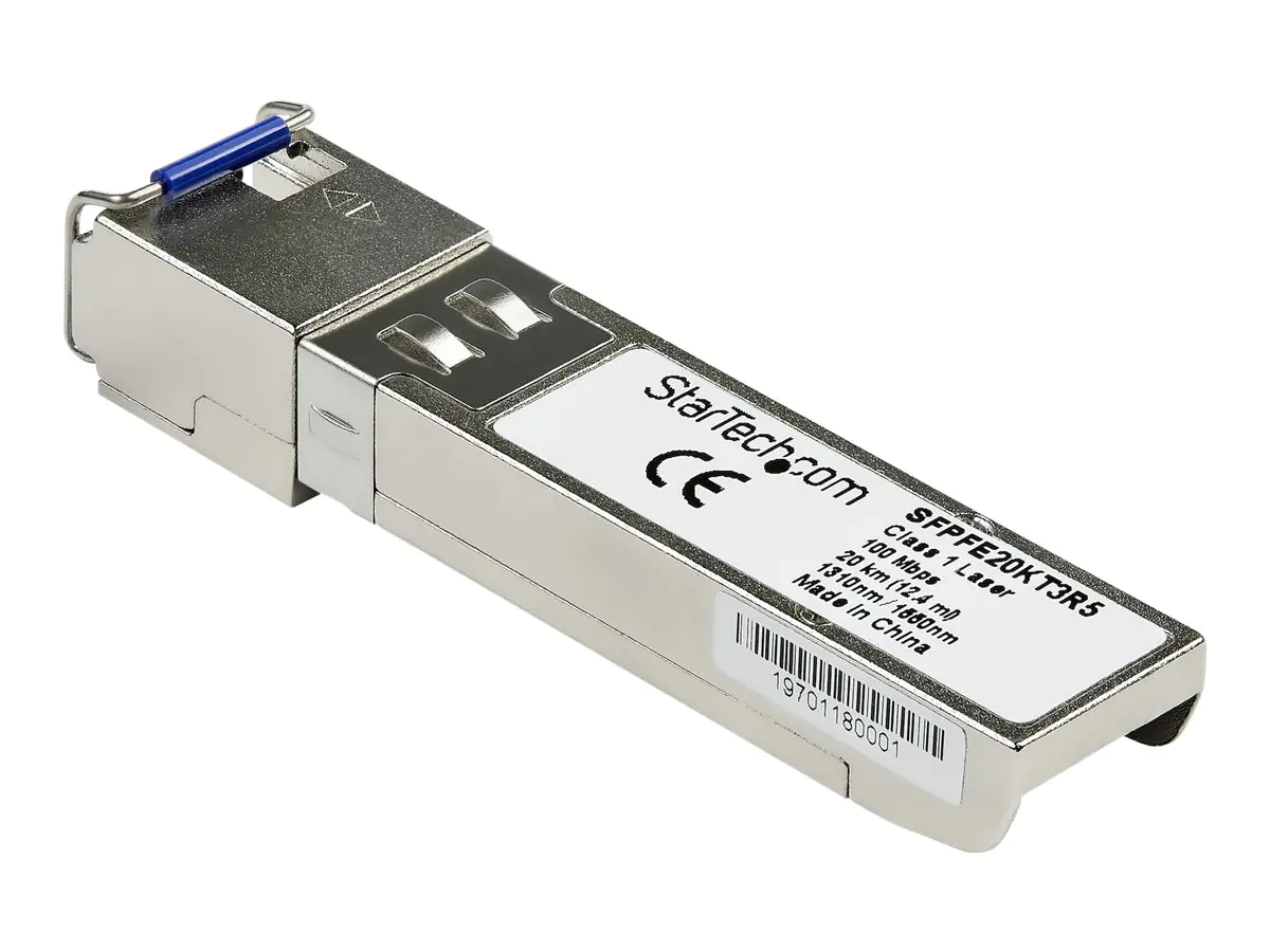 StarTech SFPFE20KT3R5 Transceiver Modul (Juniper SFP-FE20KT13R15 kompatibel, SFP, 100 Mbps, 20 km, Single Mode, Mini-GBIC) - SFP (Mini-GBIC)-Transceiver-Modul (gleichwertig mit: Juniper SFP-GE10KT14R13) - 100Mb LAN - 100Base-BX10-U - LC Single-Modus - bis