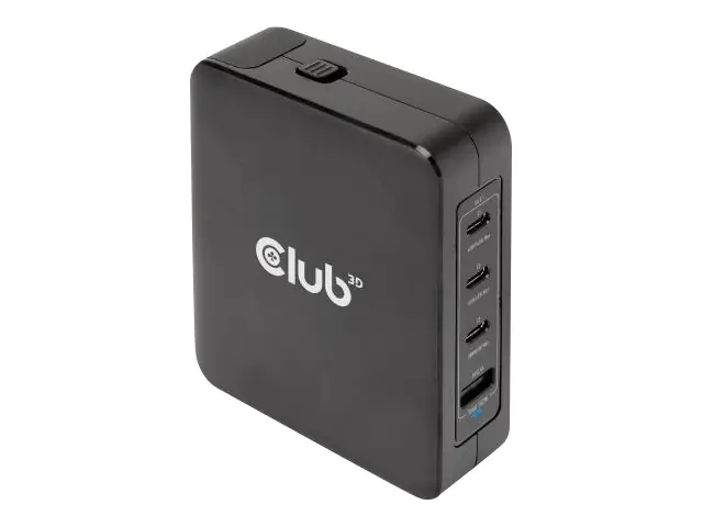 Club 3D CAC-1917 - Netzteil - GaN-Technologie - 140 Watt - 5 A - Power Delivery 3.1, PD/PPS - 4 Ausgabeanschlussstellen (USB, 3 x USB-C) - auf Kabel: USB-C - International