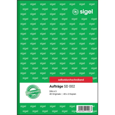 SIGEL Auftragsformular SD002 DIN A5 selbstdurchschreibend 3x40Blatt SIGEL Auftragsformular SD002 DIN A5 selbstdurchschreibend 3x40Blatt