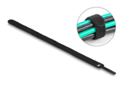 Delock Klettverschluss - 30 cm - Schwarz (Packung mit 10)