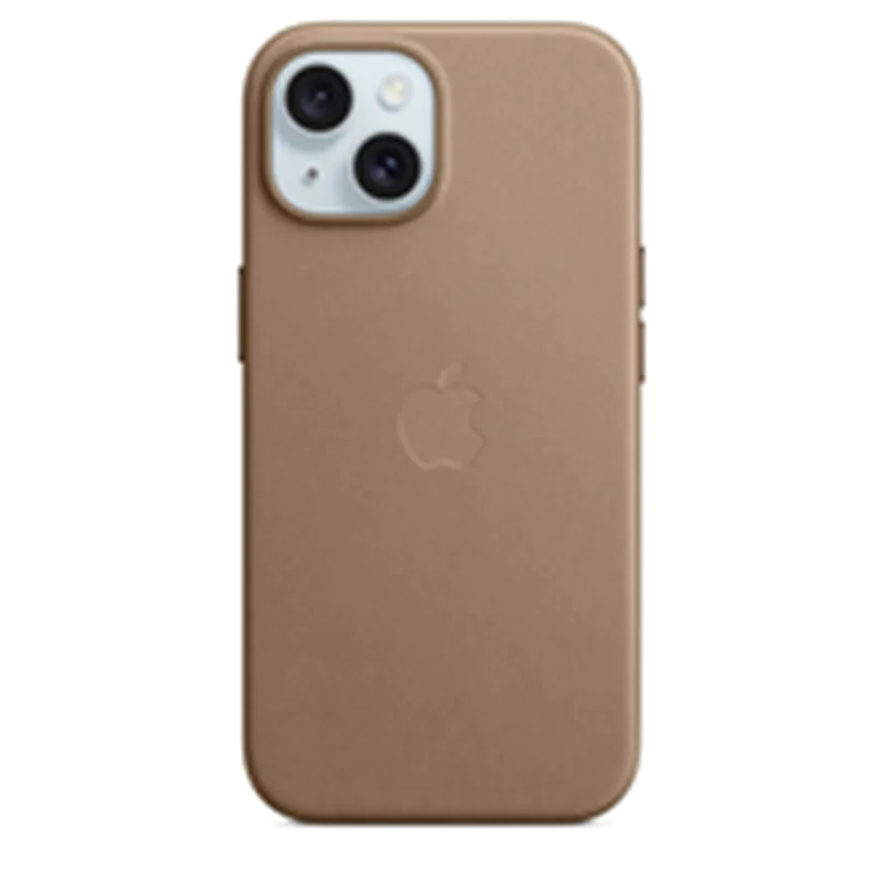 Apple - Hintere Abdeckung für Mobiltelefon - kompatibel mit MagSafe - Microtwill, FineWoven - Taupe - für iPhone 15