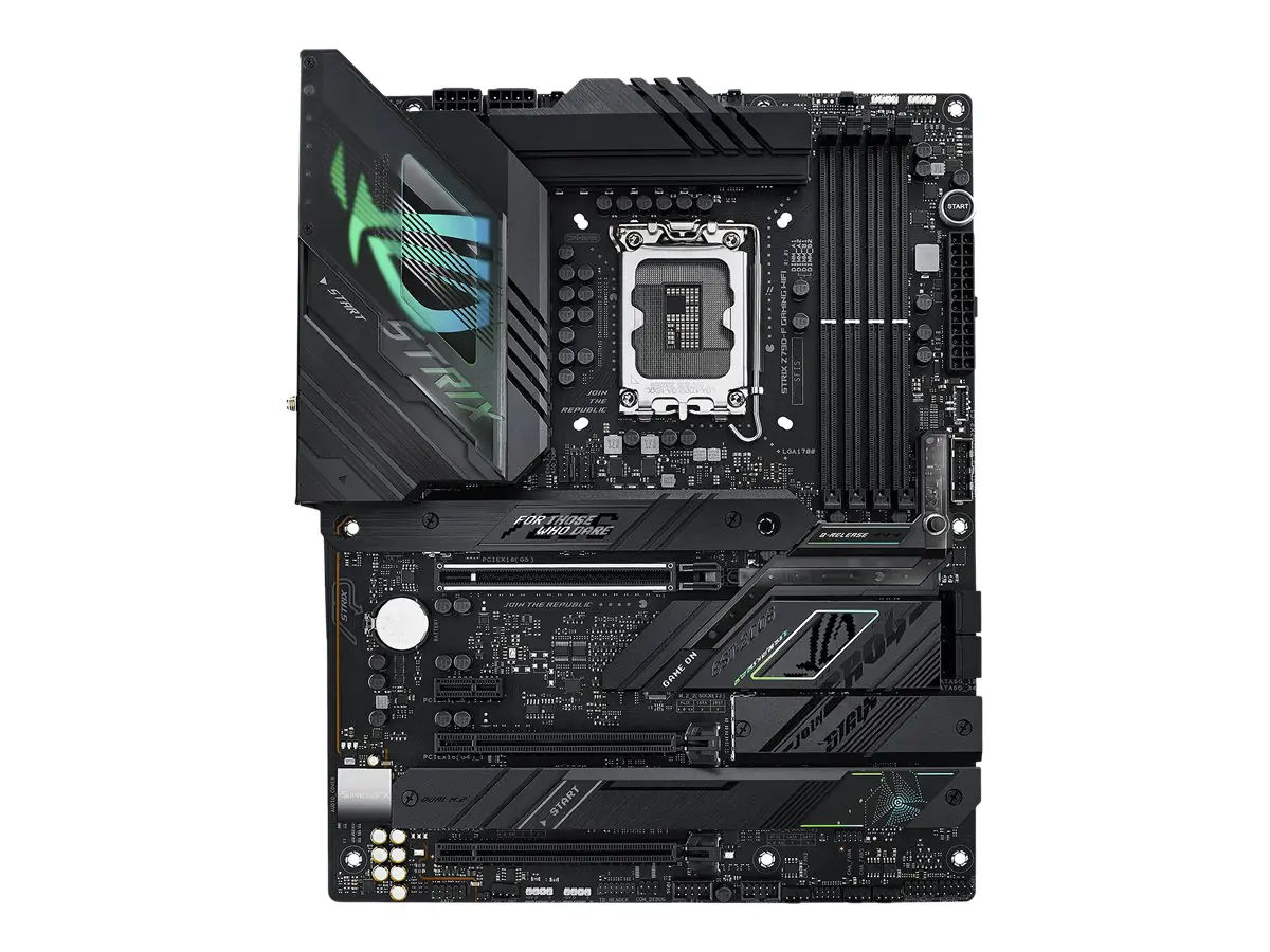 ASUS ROG Strix Z790-F Gaming WiFi - Motherboard - ATX - LGA1700-Sockel - Z790 Chipsatz - USB-C 3.2 Gen 2x2, USB-C 3.2 Gen2, USB 3.2 Gen 1, USB 3.2 Gen 2 - 2.5 Gigabit LAN, Wi-Fi 6, Bluetooth - Onboard-Grafik (CPU erforderlich) - HD Audio (8-Kanal)