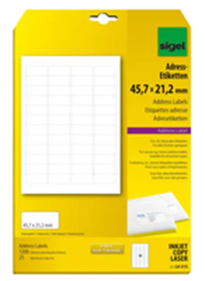 Sigel LA315 - Weiß - Laser/Inkjet - Abgerundetes Rechteck - A4 - 4,57 cm - 2,12 cm