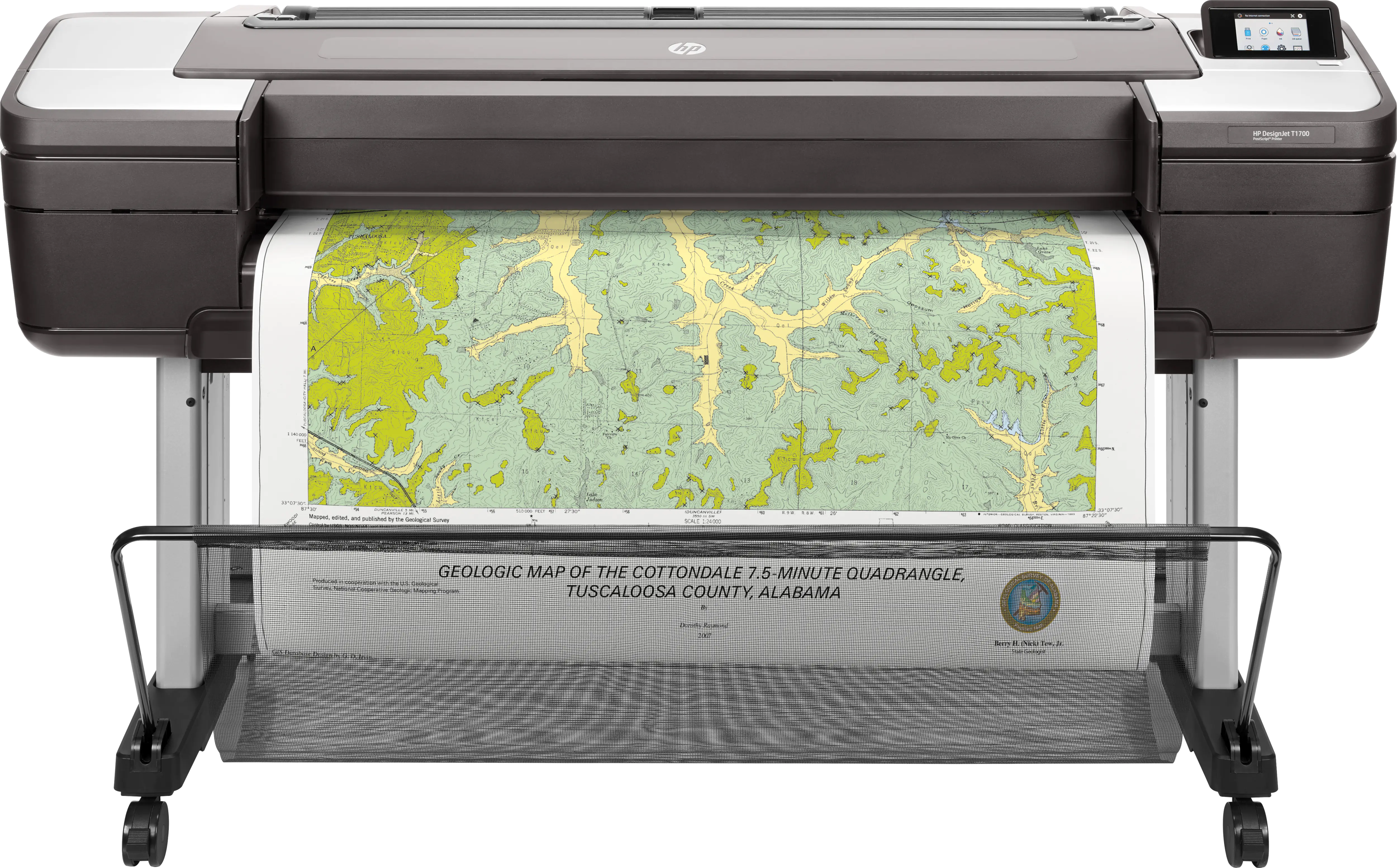 HP DesignJet T1700 - 1118 mm (44") Großformatdrucker - Farbe - Tintenstrahl - 1118 x 1676 mm - 2400 x 1200 dpi - bis zu 0.55 Min./Seite - Gigabit LAN, USB-Host - cutter
