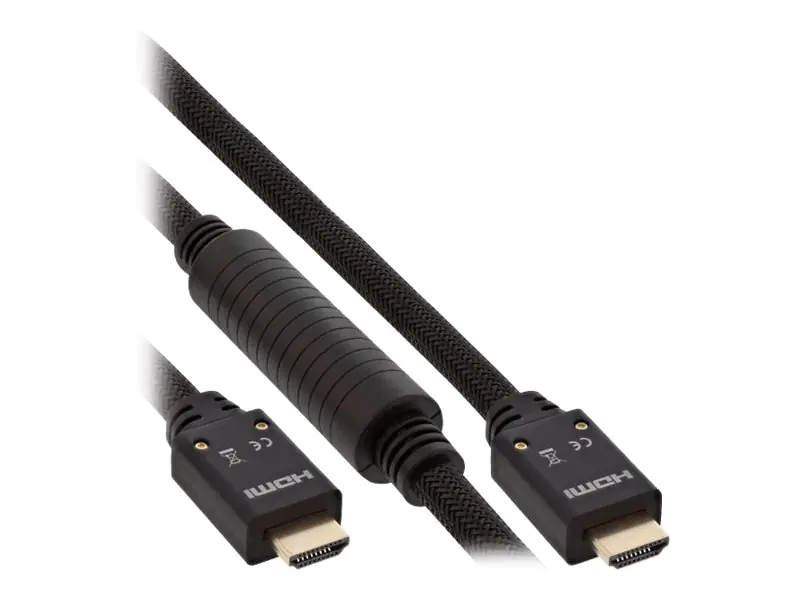 InLine High Speed - HDMI-Kabel mit Ethernet - HDMI männlich zu HDMI männlich - 20 m - dreifach abgeschirmtes Twisted-Pair-Kabel - Schwarz - geformt, 4K Unterstützung, aktiv InLine High Speed - HDMI-Kabel mit Ethernet - HDMI männlich zu HDMI männlich - 20 m - dreifach abgeschirmtes Twisted-Pair-Kabel - Schwarz - geformt, 4K Unterstützung, aktiv