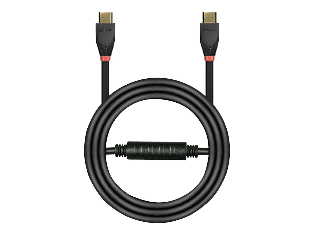 Lindy - HDMI-Kabel - HDMI männlich zu HDMI männlich - 30 m - abgeschirmt - Schwarz - rund, 4K Unterstützung, aktiv