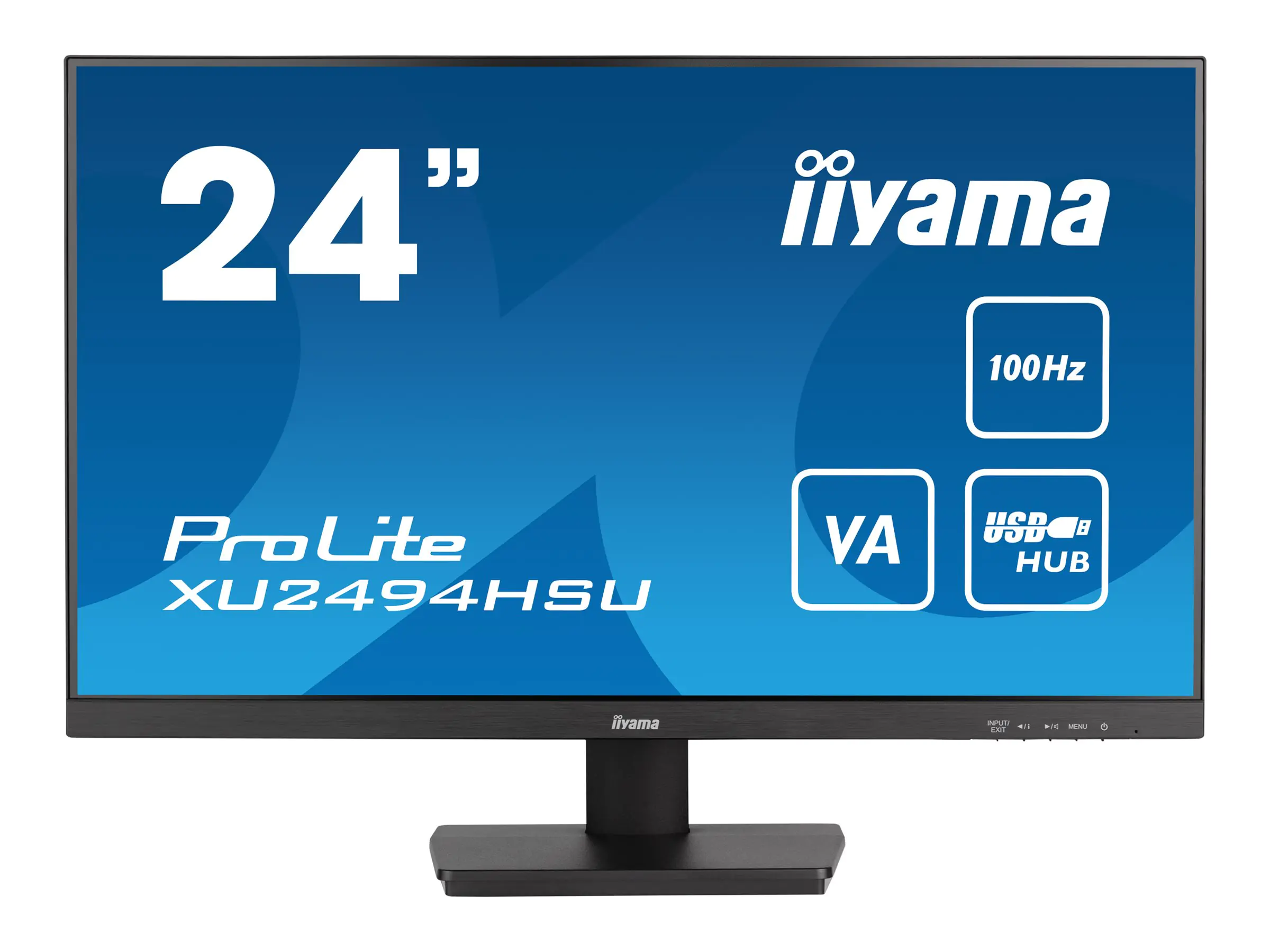 iiyama ProLite XU2494HSU-B6 - LED-Monitor - 61 cm (24") (23.8" sichtbar) - 1920 x 1080 Full HD (1080p) @ 100 Hz - VA - 250 cd/m² - 4000:1 - 1 ms - HDMI, DisplayPort - Lautsprecher - mattschwarz