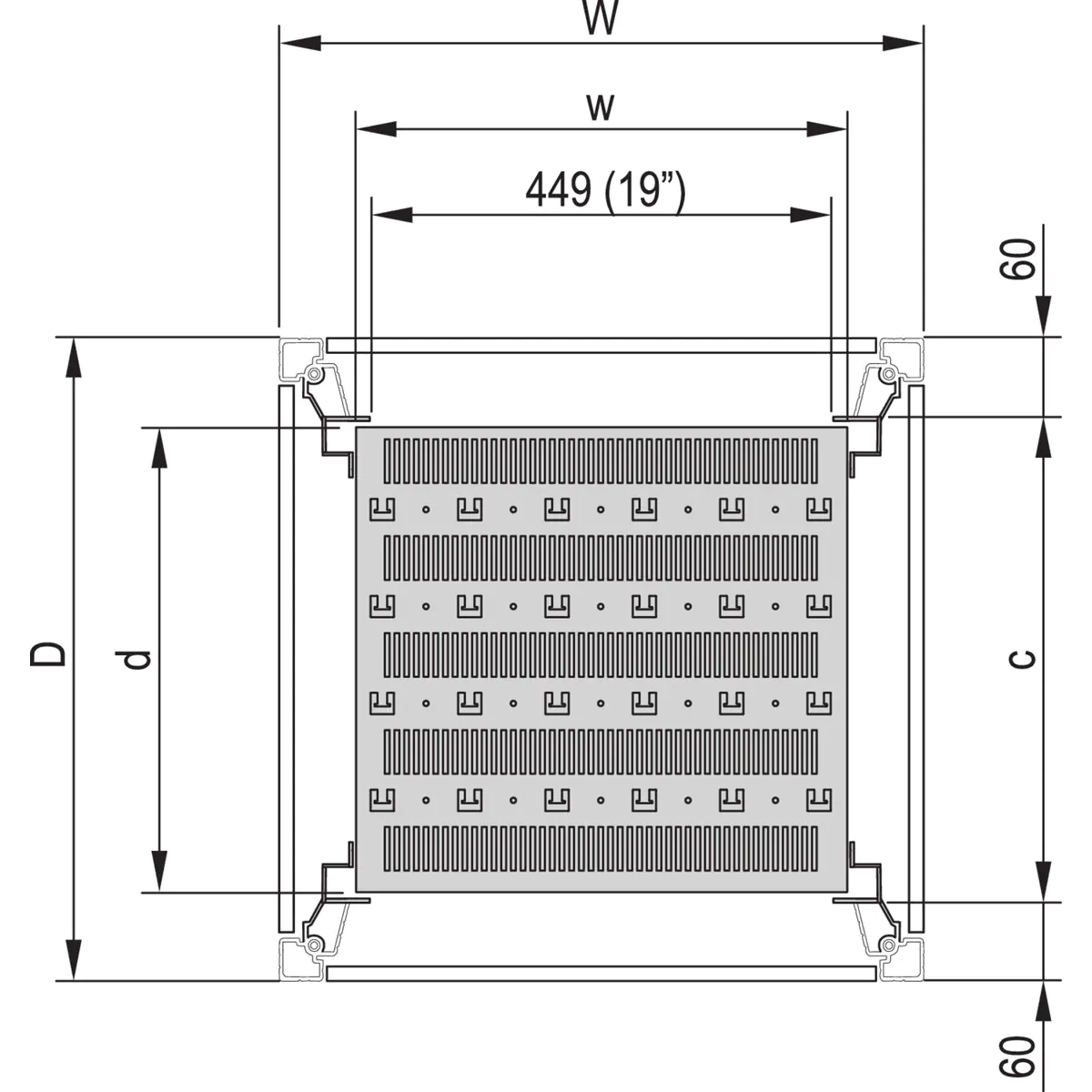 Schroff 19"SHELF STAT.600W 900D RAL7021 Schroff 19"SHELF STAT.600W 900D RAL7021