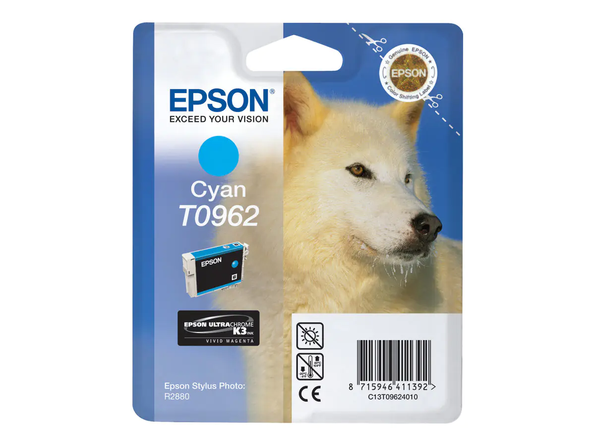 Epson T0962 - 11.4 ml - Cyan - Original - Blisterverpackung - Tintenpatrone - für Stylus Photo R2880 Epson T0962 - 11.4 ml - Cyan - Original - Blisterverpackung - Tintenpatrone - für Stylus Photo R2880