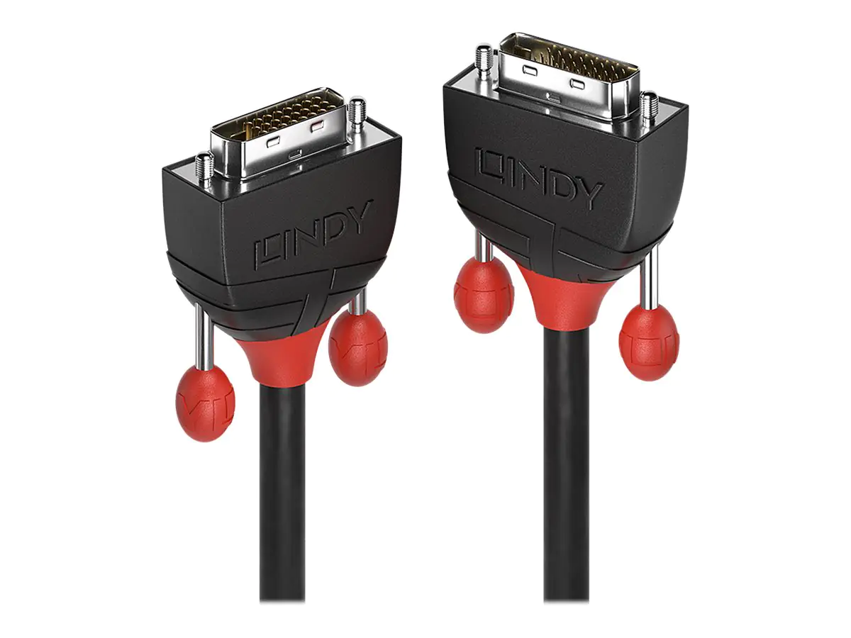 Lindy Black Line - DVI-Kabel - Dual Link - DVI-D (M) zu DVI-D (M) - 3 m - rund, Daumenschrauben - Schwarz