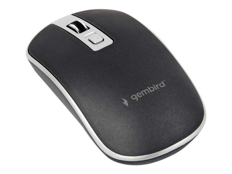 Gembird - Maus - optisch - 4 Tasten - kabelgebunden - USB - Schwarz, Silber - Blister-Verpackung