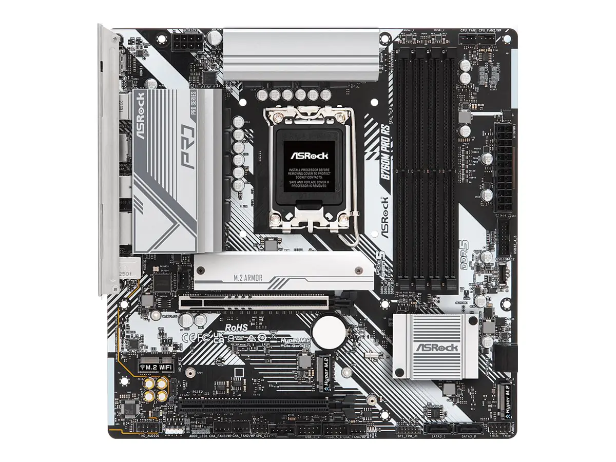 ASRock B760M PRO RS/D5 - Motherboard - micro ATX - LGA1700 Sockel - B760 Chipsatz - USB-C 3.2 Gen 1, USB 3.2 Gen 1 - 2.5 Gigabit LAN - Onboard-Grafik (CPU erforderlich) 90-MXBLH0-A0UAYZ