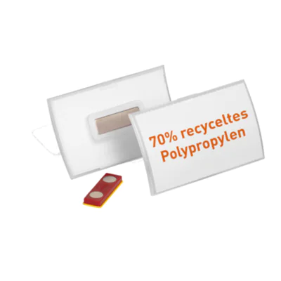 DURABLE Namensschild CLICK FOLD 90 x 54 mm (B x H) inkl. blanko Einlagen Magnet transparent 10 St./Pack. DURABLE Namensschild CLICK FOLD 90 x 54 mm (B x H) inkl. blanko Einlagen Magnet transparent 10 St./Pack.