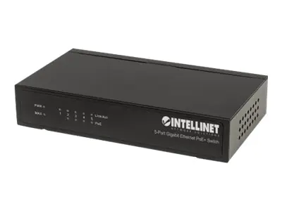 Intellinet 5-Port Gigabit Ethernet PoE+ Switch, 4 x PSE Ports, IEEE 802.3at/af Power over Ethernet (PoE+/PoE) Compliant, 60 W, Desktop - Switch - 4 x 10/100/1000 (PoE+) + 1 x 10/100/1000 - Desktop - PoE+ (60 W)