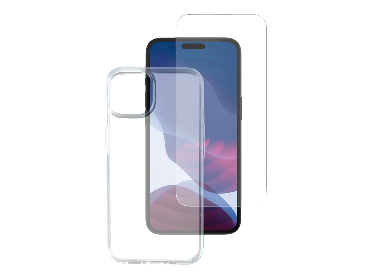 4smarts 360° Starter Set - Schutzhülle hintere Abdeckung für Mobiltelefon - fettabweisende Beschichtung, Thermoplastisches Polyurethan (TPU), gehärtetes Glas (10 H), hydrophobe Beschichtung - durchsichtig - für Apple iPhone 14 Pro