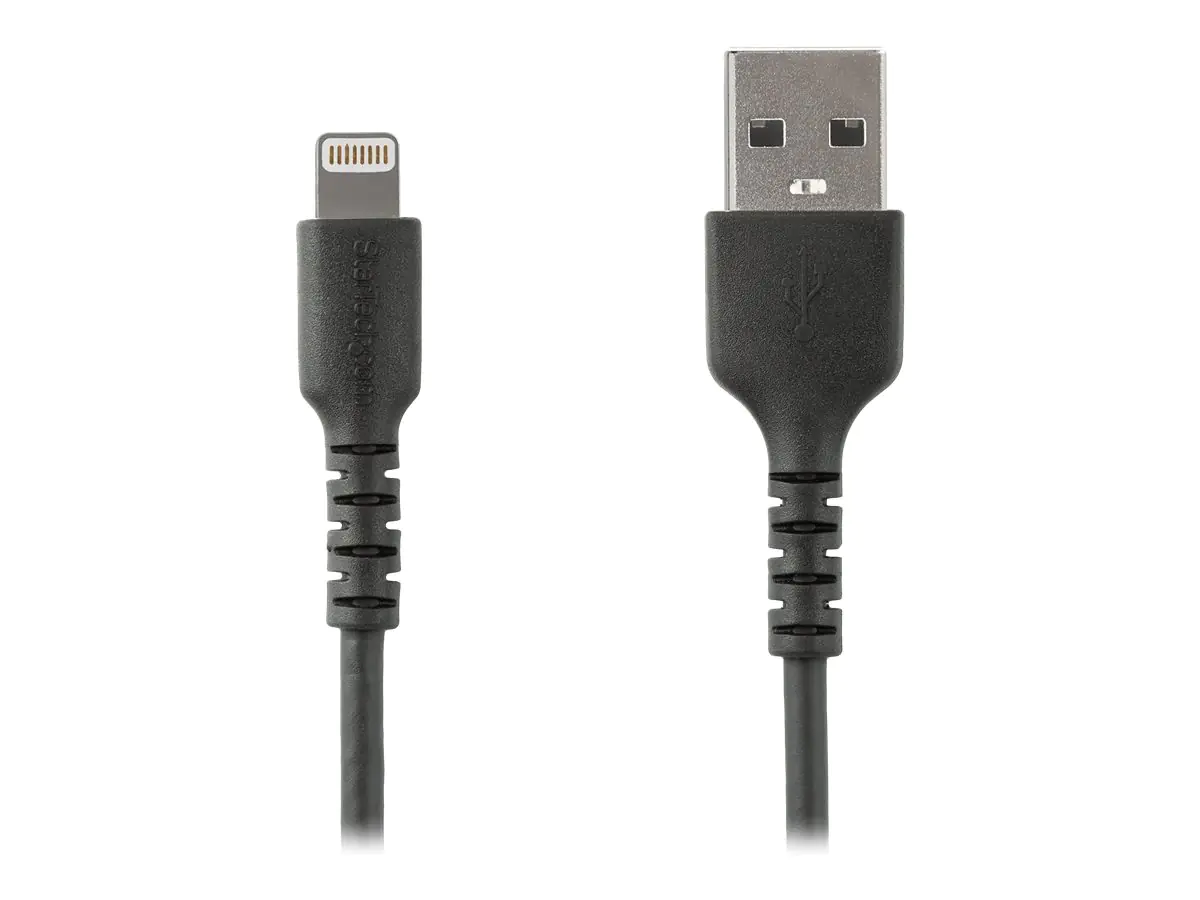 StarTech.com Startech 1m USB-A auf Lightning-Kabel - Hochbelastbare, robuste Aramidfaser - USB Typ-A auf Lightningkabel - Lade-/Synchronisationskabel - Apple MFi-zertifiziert iPad/iPhone 12 - Schwarz (RUSBLTMM1MB)