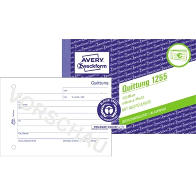 Avery Zweckform Quittung 1255 A6 100Blatt Avery Zweckform Quittung 1255 A6 100Blatt