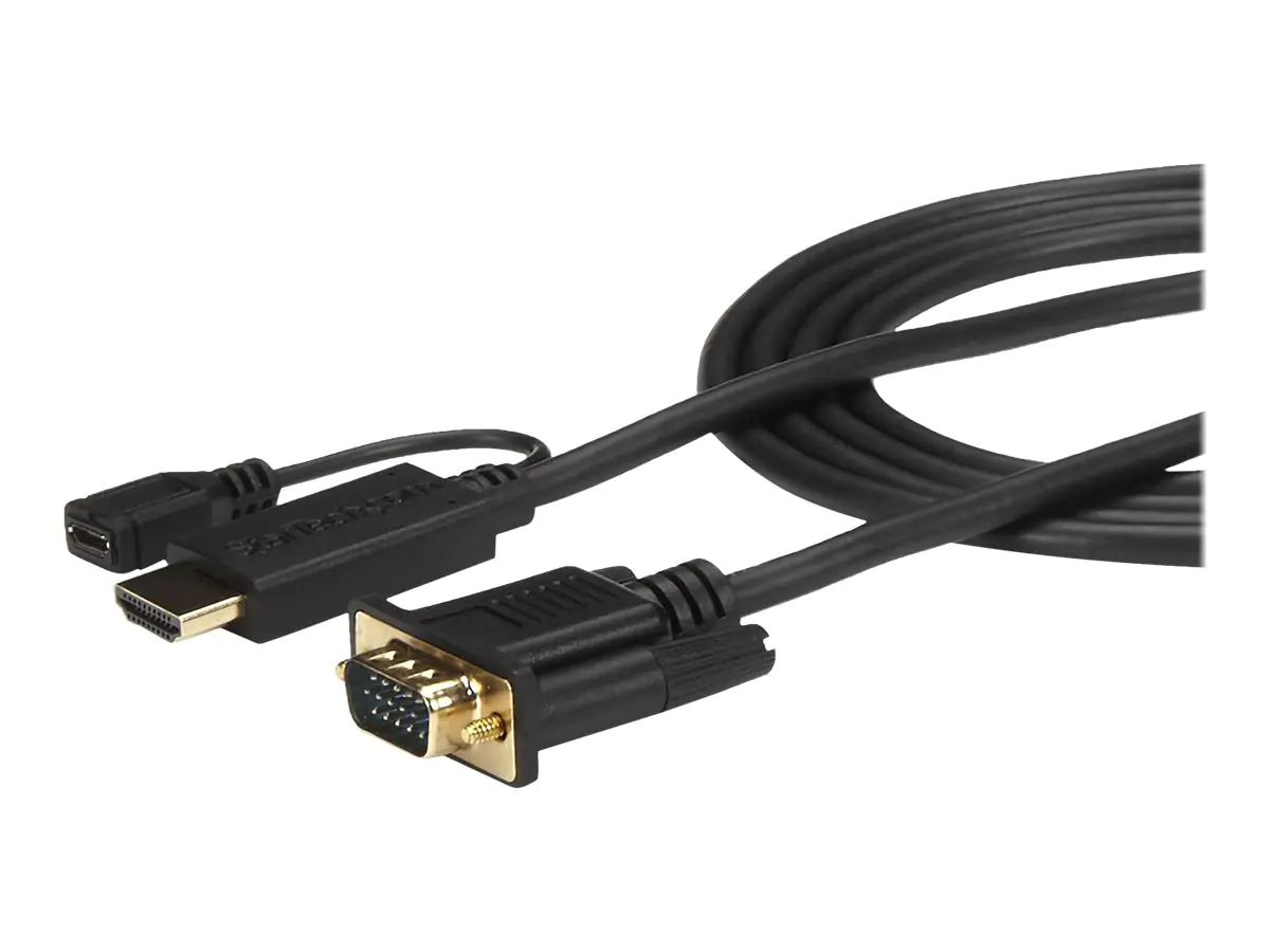StarTech.com 90cm aktives HDMI auf VGA Konverter Kabel - HDMI zu VGA Adapter 0,9m - Schwarz - 1920x1200 / 1080p - Adapterkabel - HDMI, Mikro-USB Typ B (nur Strom) HD2VGAMM3