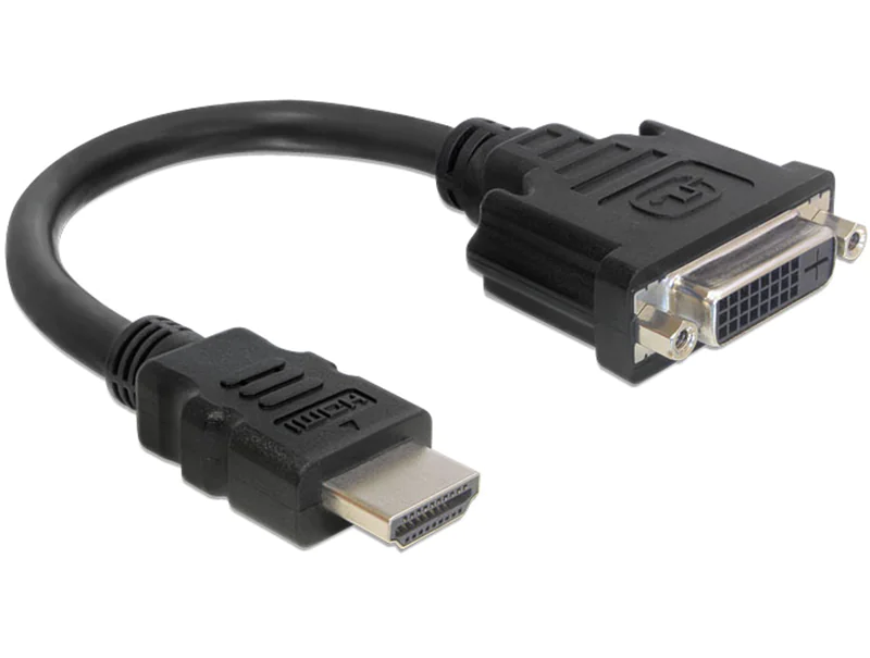 Delock - Adapterkabel - HDMI männlich zu DVI-I weiblich - 20 cm - Schwarz - unterstützt 1920 x 1080 bei 60 Hz Delock - Adapterkabel - HDMI männlich zu DVI-I weiblich - 20 cm - Schwarz - unterstützt 1920 x 1080 bei 60 Hz