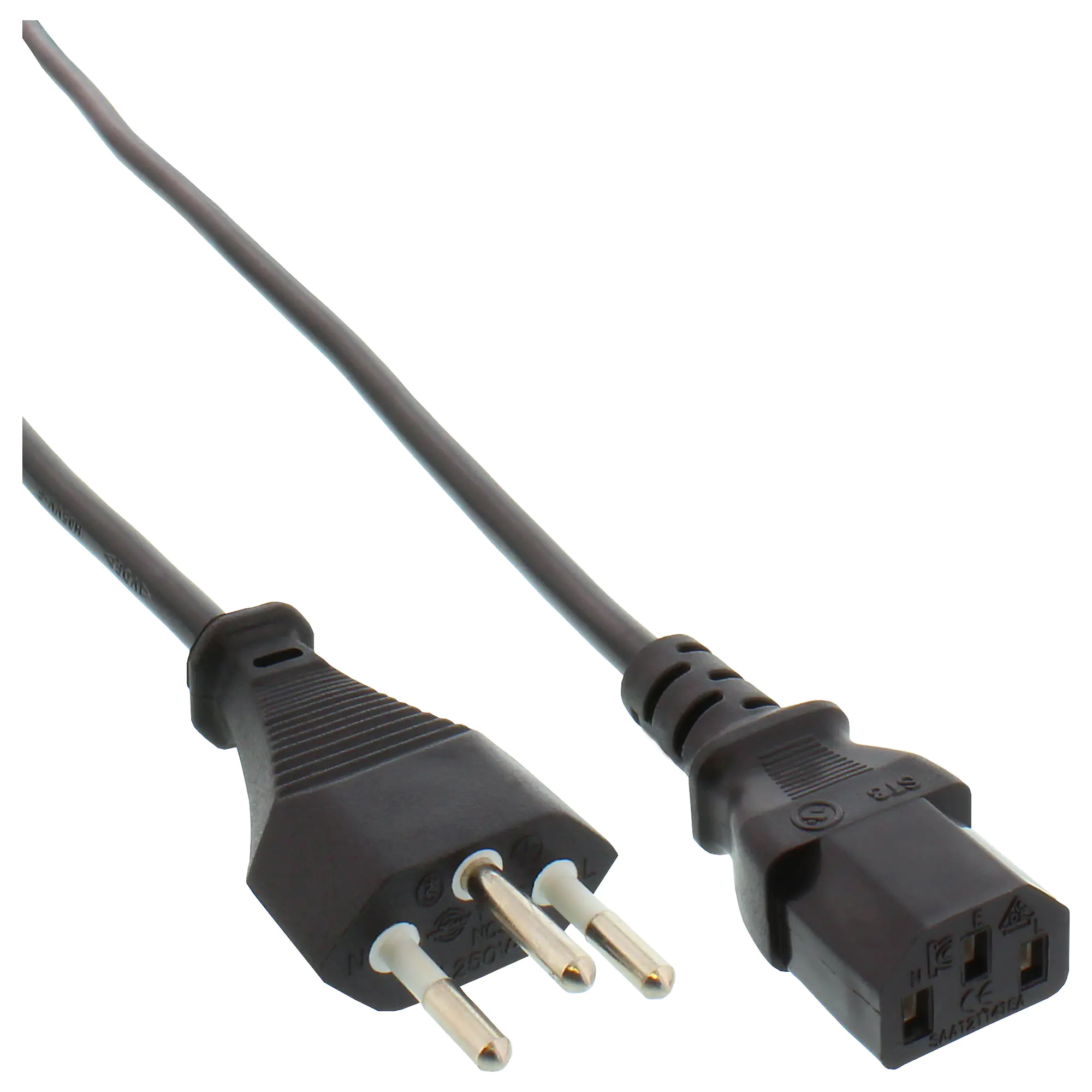 InLine - Stromkabel - SEV 1011 (S) bis IEC 60320 C13 - 250 V - 10 A - 1 m - Schwarz - Schweiz