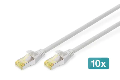 DIGITUS CAT 6A S/FTP Patchkabel, 0,25 m, Grau, 10 Stück DK-1644-A-0025-10