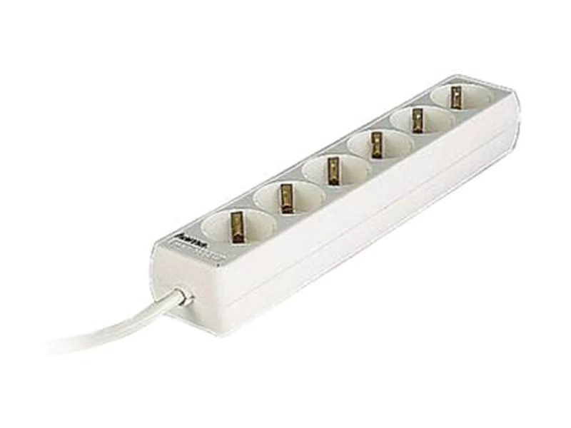 Hama Distribution Panel 6-Way 45° - Steckdosenleiste - Wechselstrom 230 V - Ausgangsanschlüsse: 6 - 1.4 m Schnur - weiß (Packung mit 15) 30383