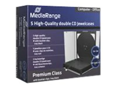 MediaRange - Behälter CD-Aufbewahrung - Kapazität: 2 CD/DVD - Schwarz, durchsichtig (Packung mit 5)